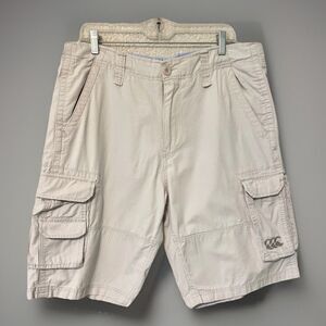 Canterbury Of New Zealand Mens 35 Beige Khaki Baggy Wide Leg Cargo Shorts Rugby